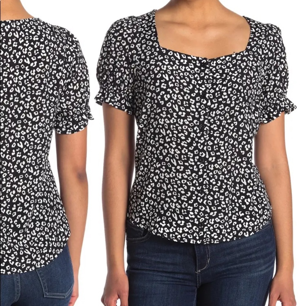 Square Neck Button Front Top